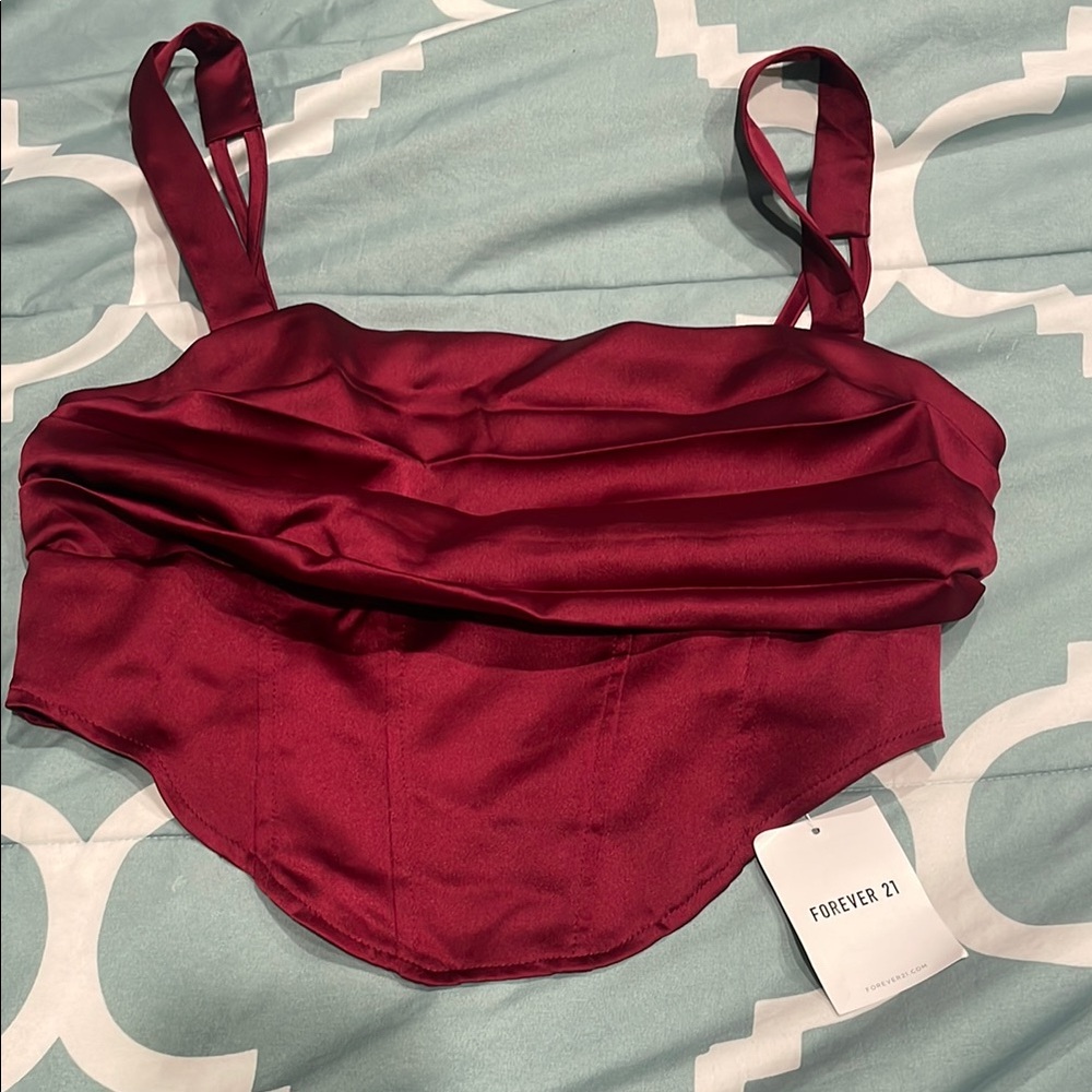 Forever 21 Women's Burgundy Satin Camisole